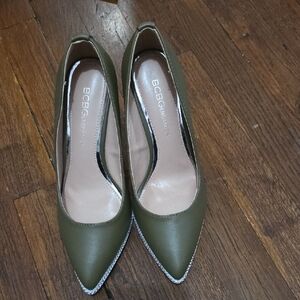 BCBGeneration Khaki Green Pointed Heels